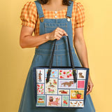 DachyCharm Berry Doxie Quilt Leather Tote Bag