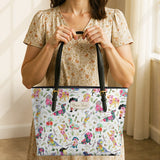 DachyCharm Floral Parade Personalized Leather Tote Bag