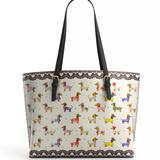 DachyCharm Doxie Parade Leather Tote Bag