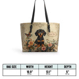 DachyCharm Vintage Rose Personalized Leather Tote Bag