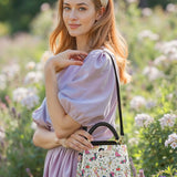 DachyCharm FLORAL PARADE PERSONALIZED Leather Satchel Bag