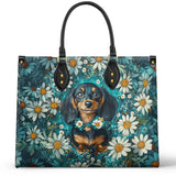 DachyCharm Daisy Meadow Doxie Leather Bag
