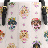 DachyCharm Blooming Wieners Leather Tote Bag