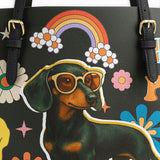 DachyCharm Groovy Doxie Vibes Leather Tote Bag