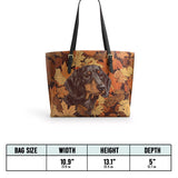 DachyCharm Autumn Pup Whisper Leather Tote Bag