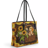 DachyCharm Dachshund Basket Leather Tote Bag