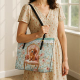 DachyCharm Velvet Throne Leather Tote Bag