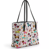 DachyCharm Dachshund Disco Leather Tote Bag
