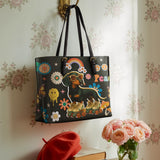 DachyCharm Groovy Doxie Vibes Leather Tote Bag