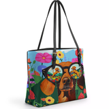 DachyCharm Doxie Dreamscape Leather Tote Bag