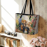 DachyCharm Garden Bliss Personalized Leather Tote Bag