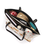 DachyCharm Floral Dachshund With Heart Personalized Leather Tote Bag