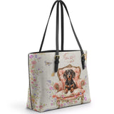 DachyCharm Royal Bloom Personalized Leather Tote Bag