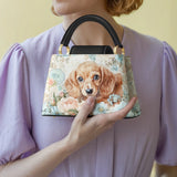 DachyCharm PEACH BLOOM PERSONALIZED Leather Satchel Bag