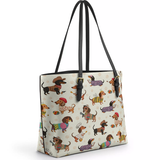 DachyCharm Dachshund Troupe Leather Tote Bag