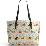 DachyCharm Puppy Delight Leather Tote Bag