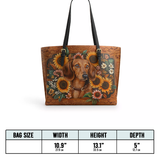 DachyCharm Prairie Doxie Leather Tote Bag