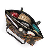 DachyCharm Midnight Petal Personalized Leather Tote Bag