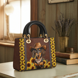 DachyCharm Sunflower Cowboy Lady Leather Bag