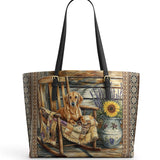 DachyCharm Rustic Pause Leather Tote Bag