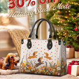 DachyCharm Floral Dachshund With Heart Leather Bag