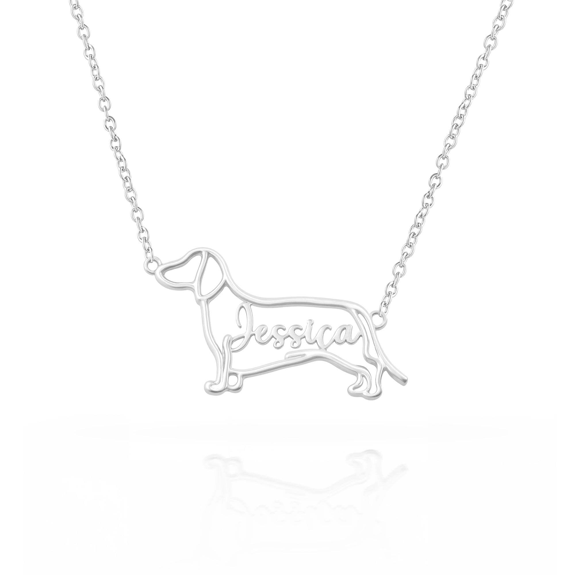 Dachycharm The Fine Line Dachshund Portrait – Custom Dog Outline Handcrafted Necklace