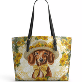 DachyCharm Sunshine Doxie Leather Tote Bag