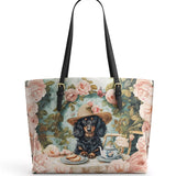 DachyCharm Tea Whiskers Leather Tote Bag