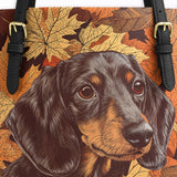 DachyCharm Autumn Pup Whisper Leather Tote Bag
