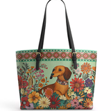DachyCharm Wildflower Weenie Leather Tote Bag