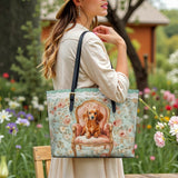 DachyCharm Velvet Throne Leather Tote Bag