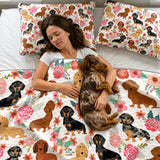 DachyCharm Doxie Blooms Quilt 3-Piece Set