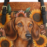DachyCharm Prairie Doxie Leather Tote Bag