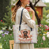 DachyCharm Royal Bloom Personalized Leather Tote Bag