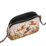 DachyCharm Floral Dachshund With Heart Leather Crossbody Bag