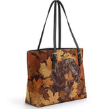DachyCharm Autumn Pup Whisper Leather Tote Bag