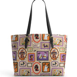 DachyCharm Spooky Pup Parade Leather Tote Bag