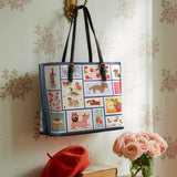 DachyCharm Berry Doxie Quilt Leather Tote Bag