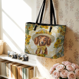DachyCharm Sunshine Doxie Leather Tote Bag