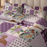 DachyCharm Lavender Paws Quilt 3-Piece Set