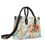 DachyCharm Peach Bloom Personalized Leather Bag