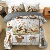 DachyCharm Flowers Dachshunds Quilt 3-Piece Set