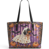 DachyCharm Ghostly Whiskers Leather Tote Bag