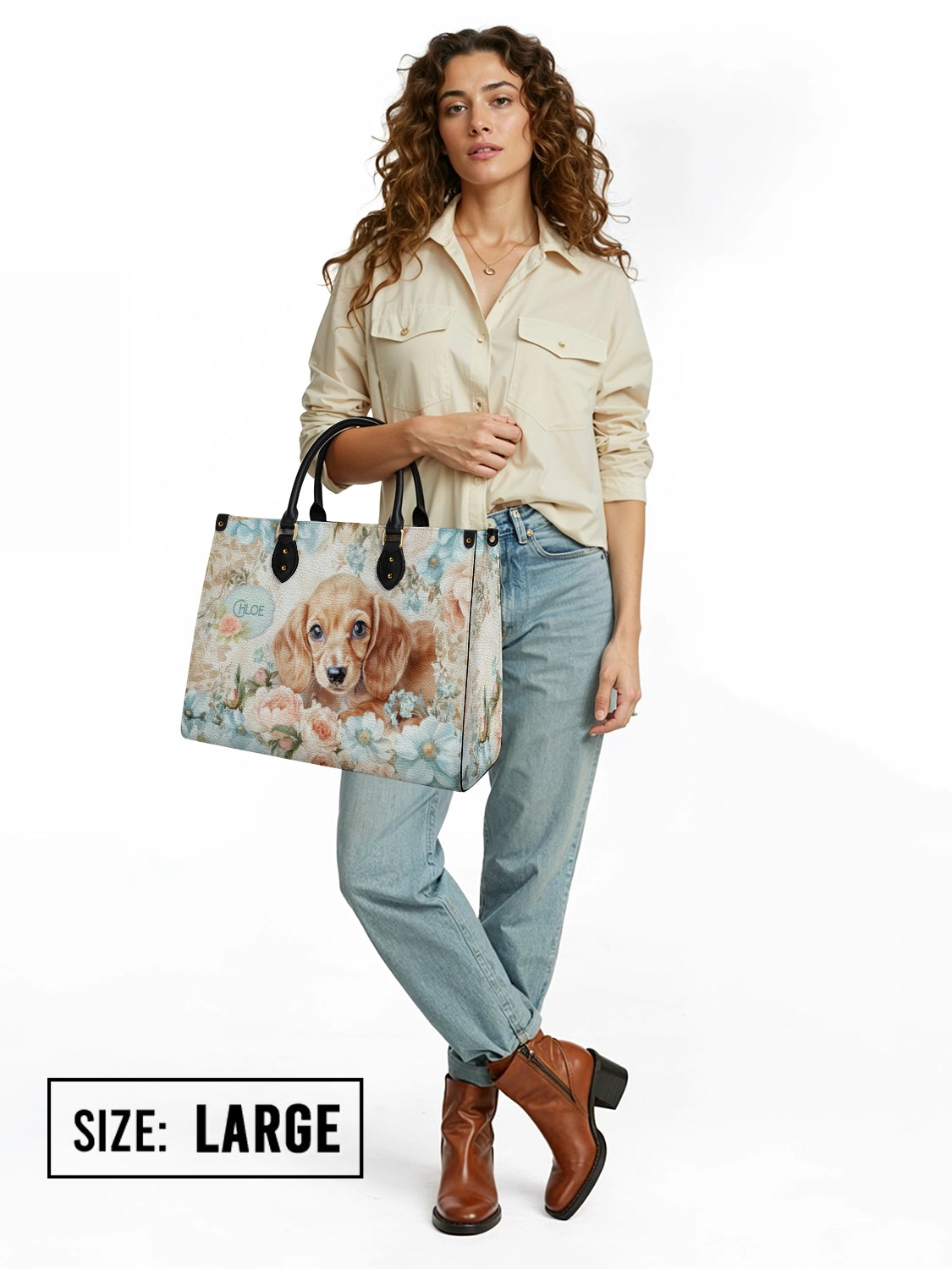 DachyCharm Peach Bloom Personalized Leather Bag