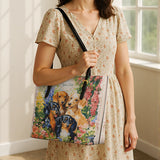 DachyCharm Garden Bliss Personalized Leather Tote Bag