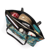 DachyCharm Daisy Meadow Doxie Leather Tote Bag