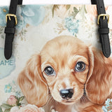 DachyCharm Peach Bloom Personalized Leather Tote Bag