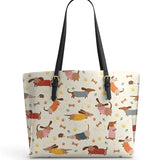 DachyCharm Doxie Whimsy Leather Tote Bag