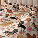 DachyCharm Doxie Blooms Quilt 3-Piece Set