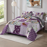 DachyCharm Lavender Paws Quilt 3-Piece Set